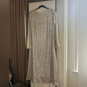 H&M maternity MAMA SEQUIN TIE-BELT DRESS size small